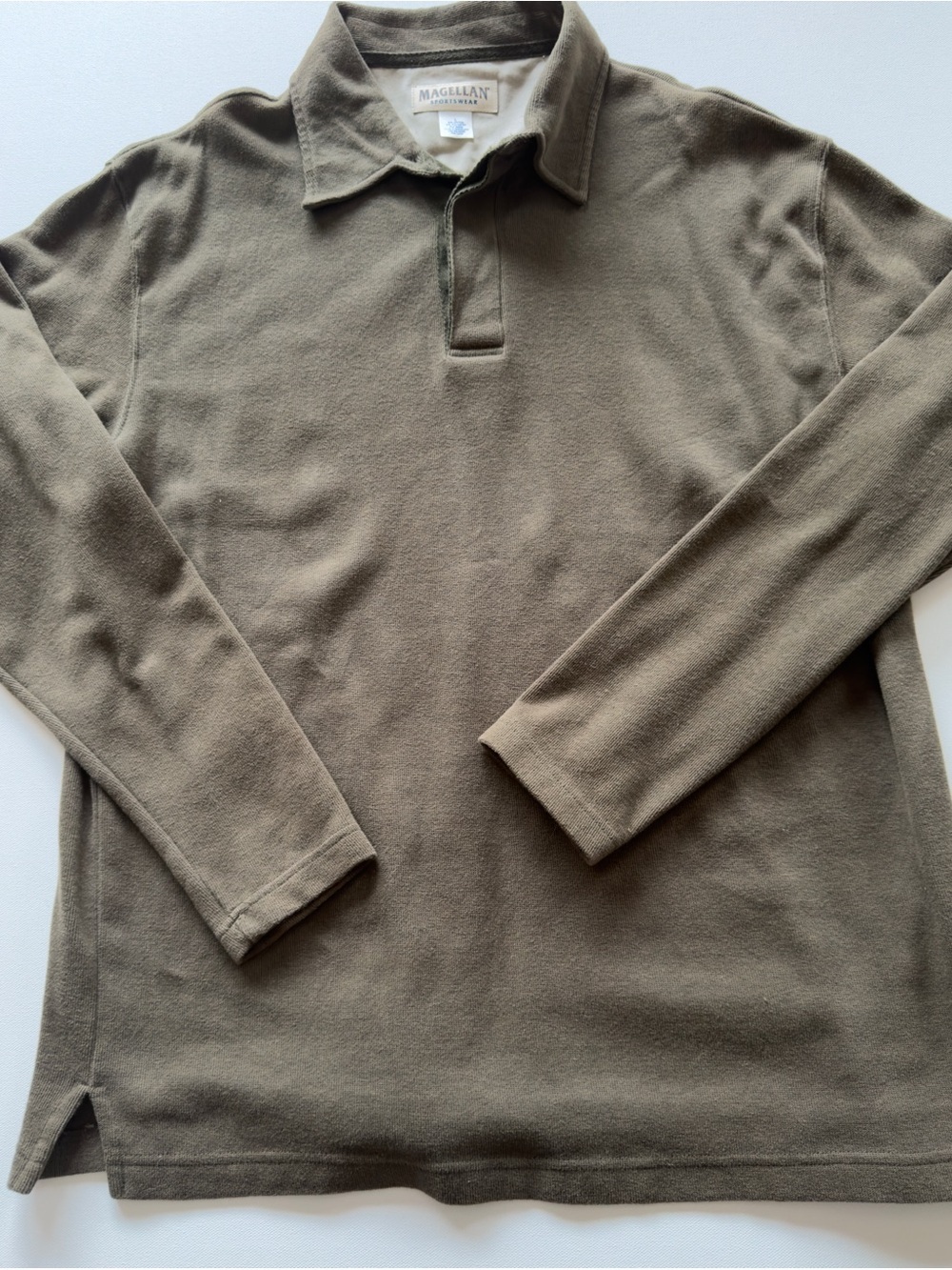 EUC Magellan Outdoors Men’s Olive Long-Sleeve Polo Size Large (KB6)